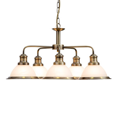 Detroit 5 Light Antique Brass Chandelier