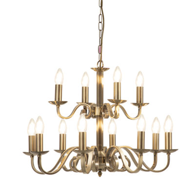 Valentina 12 Light Antique Brass Chandelier