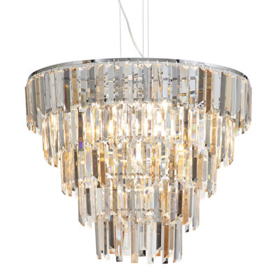 Chiara 9 Light Clear, Smoke & Amber Crystal Pendant Light