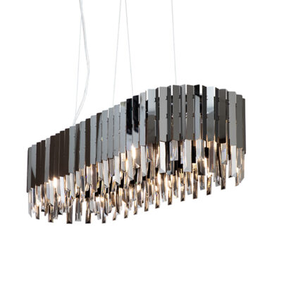 Ebony 8 Light Black & Smoke Crystal Pendant Light