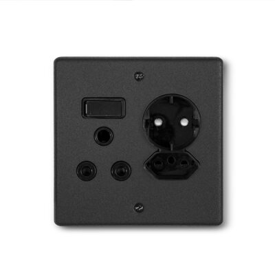 Lesco Steel Black Wall Schuko Plug