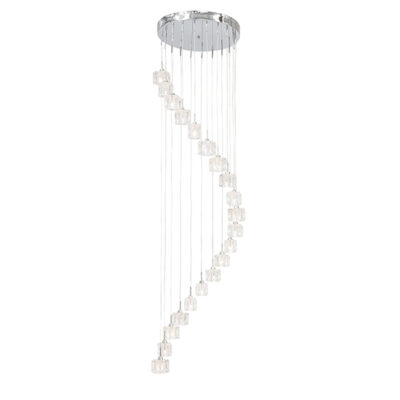 Sculptured Ice Led 20 Light Glass Pendant