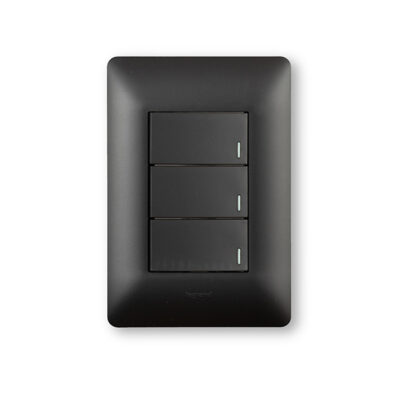 Ysalis Black 3 Lever Dim Press Wall Switch