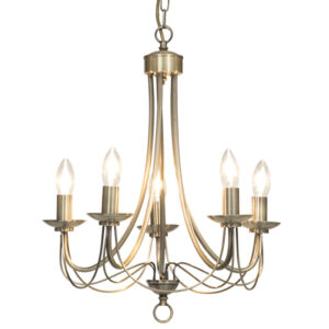 Maypole 5 Light Antique Brass Chandelier