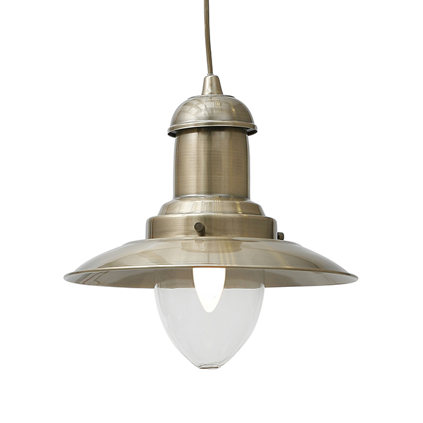 Fisherman 1 Light Antique Brass Pendant Light