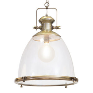 Vintage 1 Light Antique Brass Pendant Light