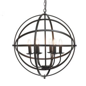 Orb 6 Light Black Pendant Light