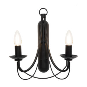 Maypole 2 Light Black Wall Light