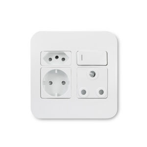 Veti 1 White Euro Wall Plug + Round Socket