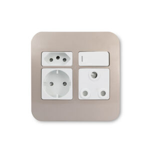 Veti 1 Champagne And White Euro Wall Plug + Round Socket