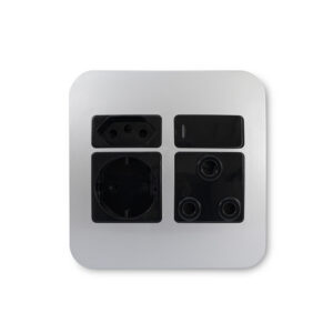 Veti 1 Silver And Black Euro Wall Plug + Round Socket