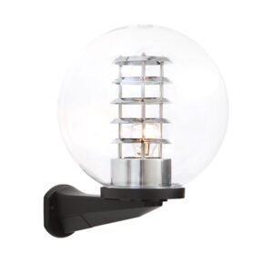 Sphere 300mm Black And Clear Outdoor Wall Light