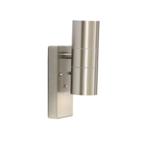 Tubo 2 Light Satin Chrome Sensor Outdoor Wall Light