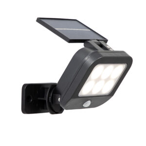 Castor Black Outdoor Motion Sensor Solar Wall Flood Light