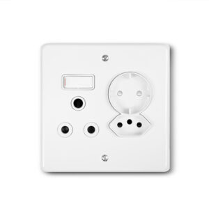 Lesco Steel White Wall Schuko Plug
