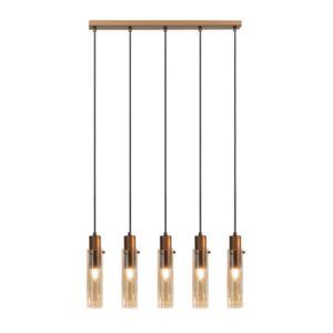 Siyah 5 Light Amber Pendant Light
