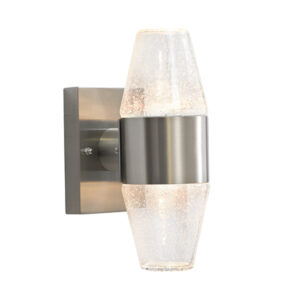 Amanzi 2 Light Satin Chrome Outdoor Wall Light