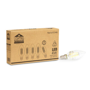 Candle Led Decorative Filament 4w 5 Pack Daylight Dimmable Globes