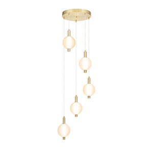 Perla Led 5 Light Satin Brass Pendant Light